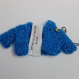 Vintage Tiny Blue Knit Sweater Cardigan Cottage Collectables for Bear or Doll